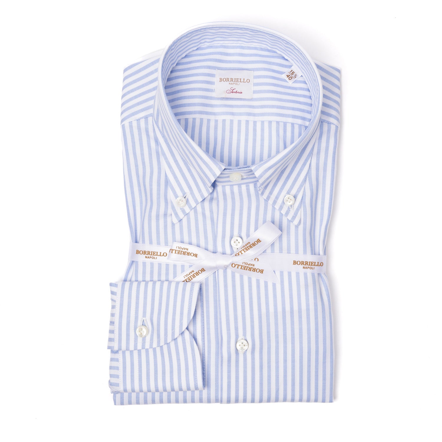 Gestreiftes Hemd "Oxford Super" mit Button Down Kragen und Sportmanschette - Handarbeit